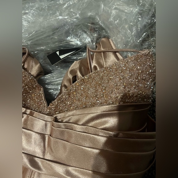 Cinderella Divine Satin Beaded Bustier Gown - Picture 3 of 3